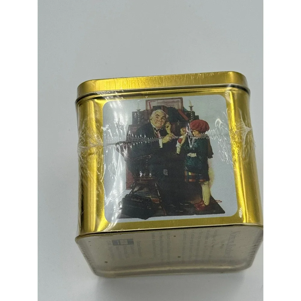 Vintage 1994 Norman Rockwell Memo Paper in Gold Tin Saturday Evening Post Sealed